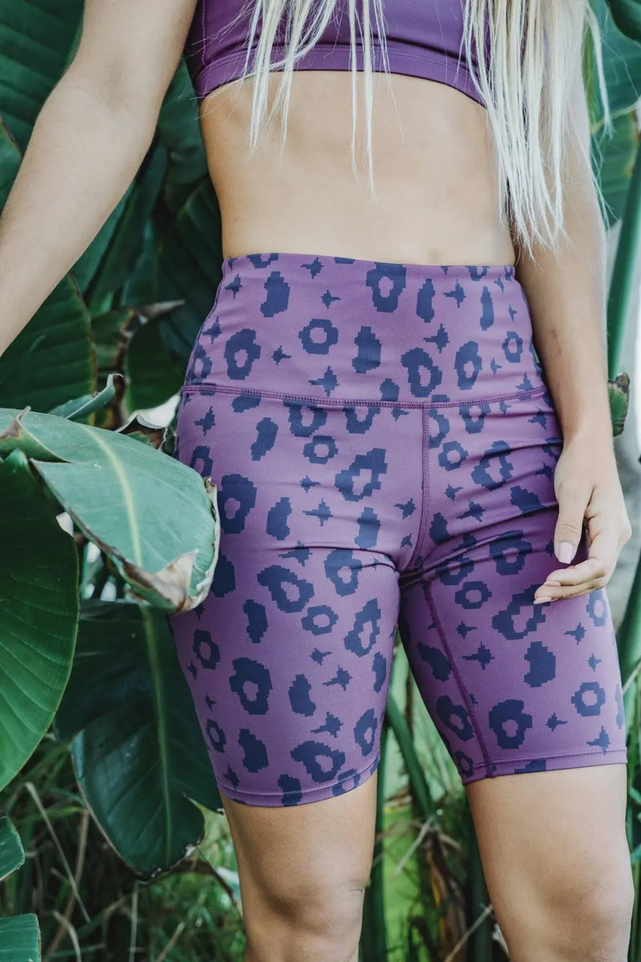 Bike Shorts in Lila Leopard - Leggings