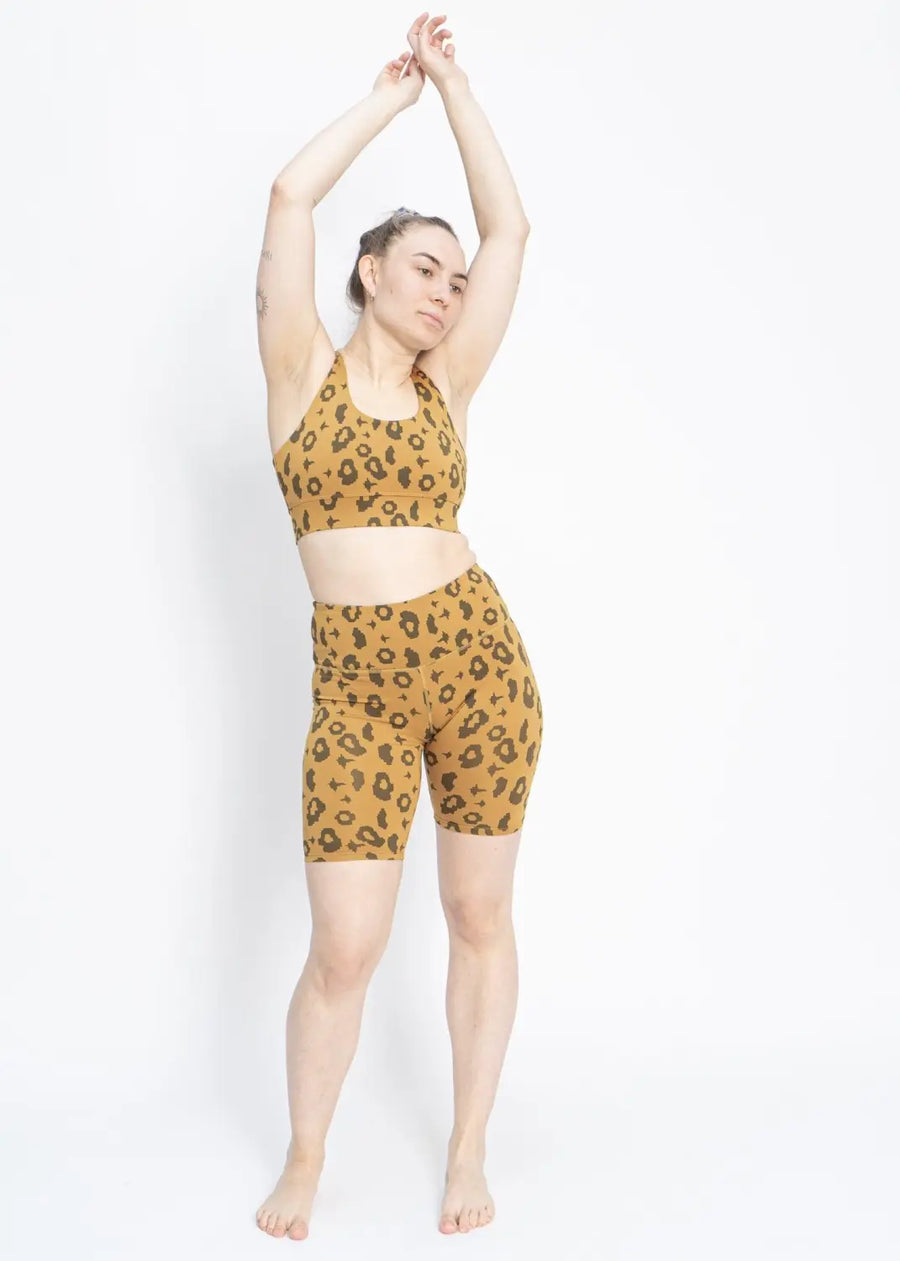 Bike Shorts in Yellow Leopard - Leggings