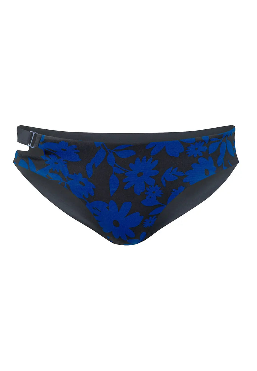 Caparica Bottom in Dark Moonflower / Noir - bikini bottom