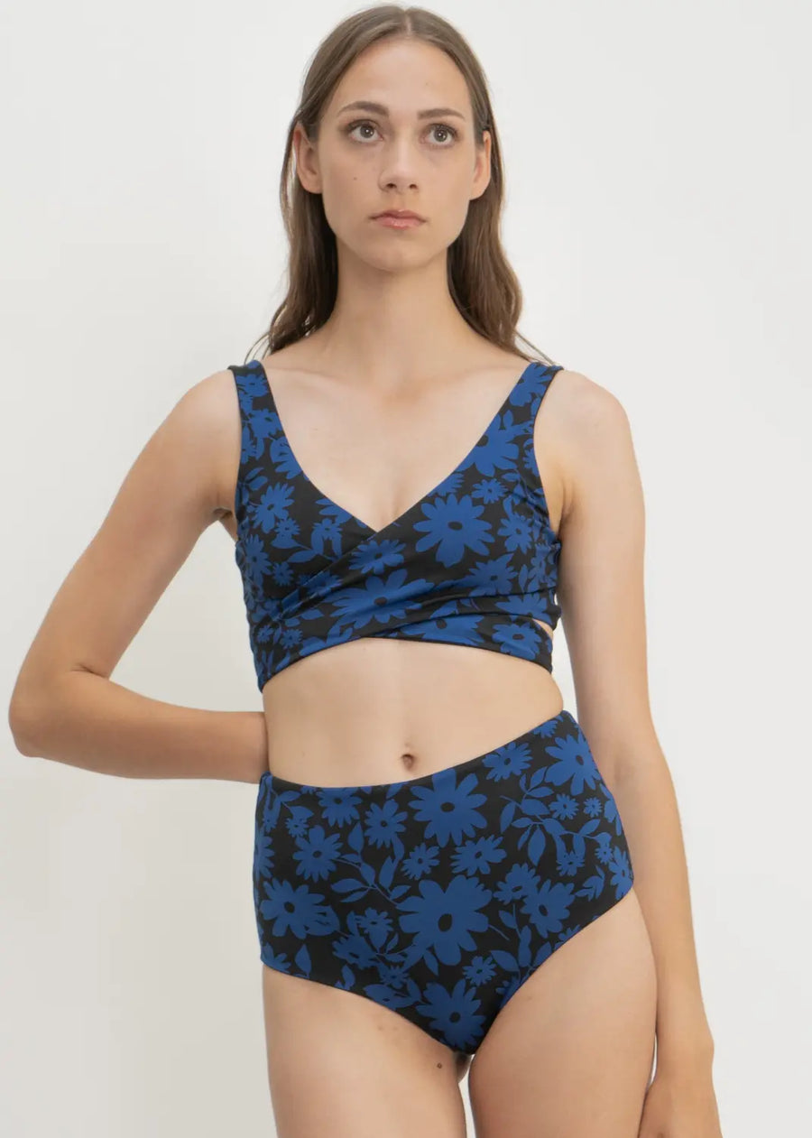 Noja Bottom in Dark Moonflower / Noir - bikini bottom