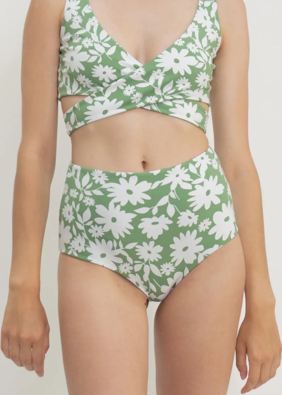 Noja Bottom in Green Moonflower / Mint - bikini bottom