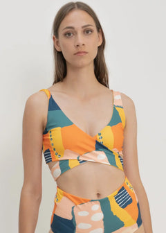 Noja Top in Painting Print / Dolphin - bikini top