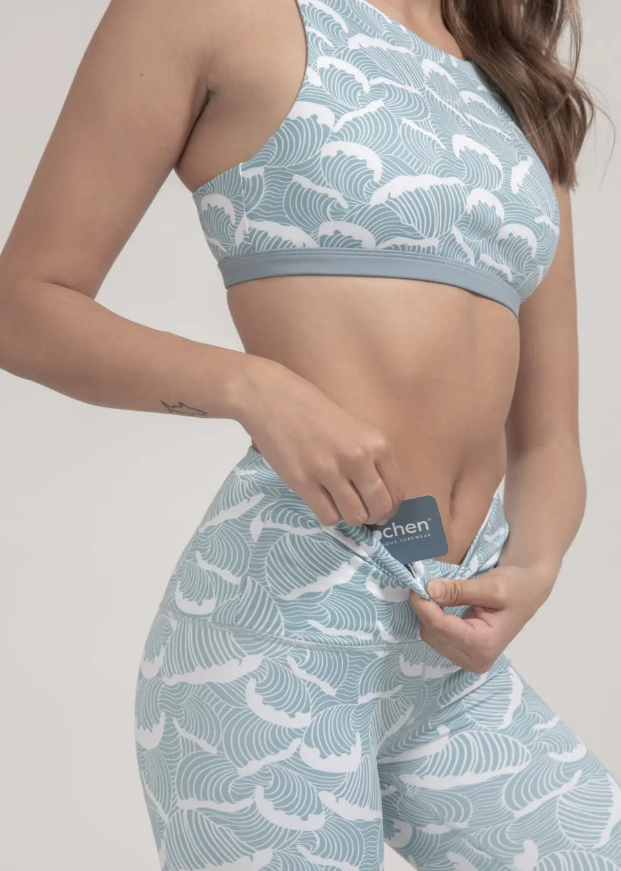 High-Rise Leggings in Ocean Waves Print - boochen eco-conscious surfwear